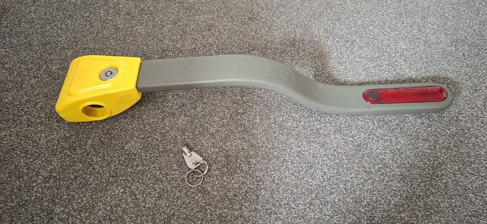 Stoplock Steering Wheel Lock Original With 1 Key Yellow & Grey Car Van Wheel