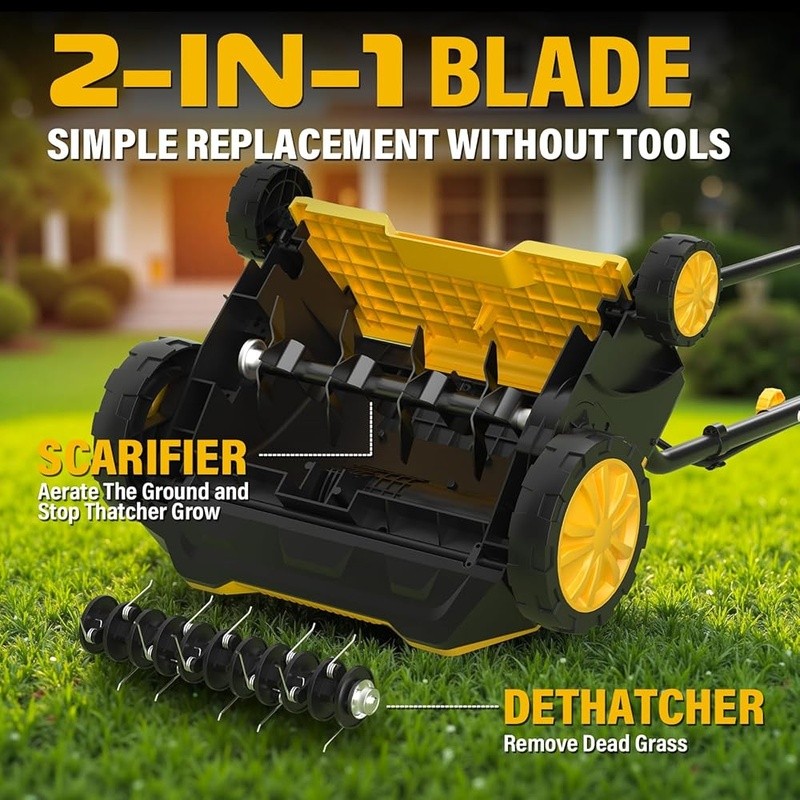 3300RPM Battery Powered Dethatcher W/ Adjustable Depth & Grass Collection Bag US