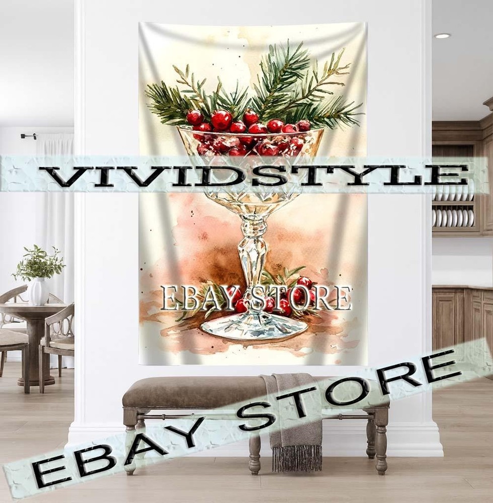 Ruby Chalice Tapestry Festive Kitchen Wall Art 39X59 in