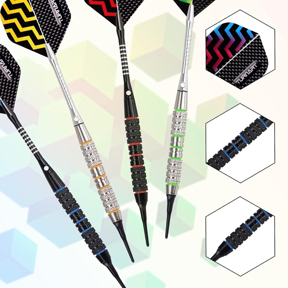 Turnart Darts Plastic Tip - Professional Soft Tip Darts Set for Electronic Dartb