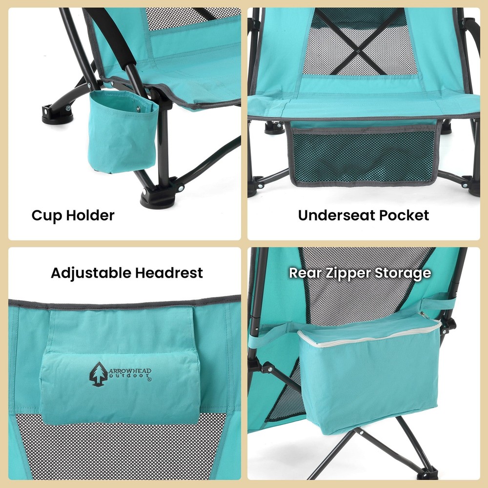 ARROWHEAD OUTDOOR 2-PACK LOW SEATING + 20° RECLINING FOLDING - LIGHT BLUE