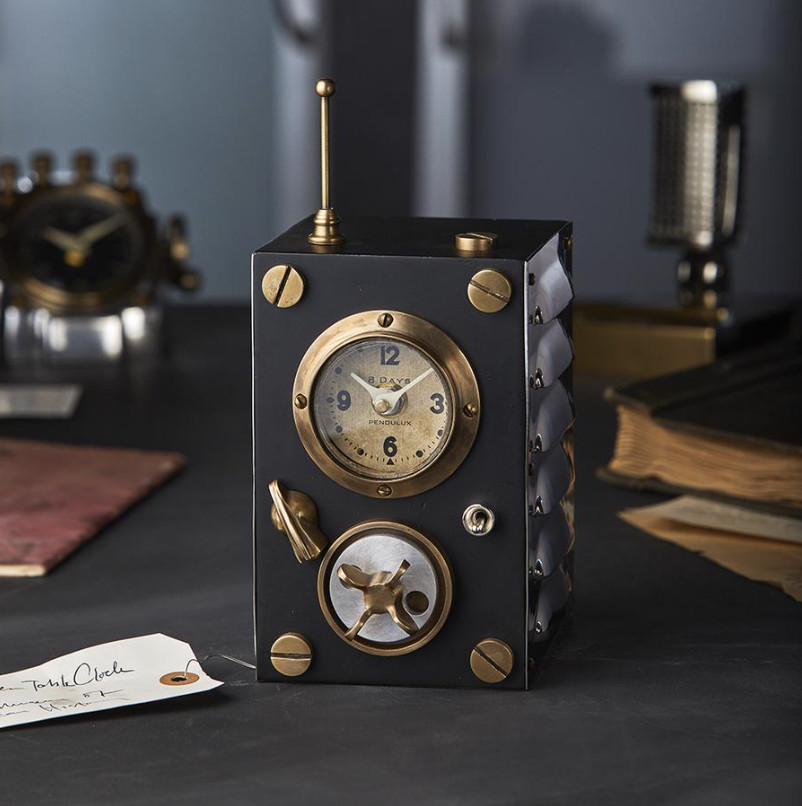 TRANSMITTER TABLE CLOCK Vintage Inspired INDUSTRIAL Pendulux NEW SITCTRBK