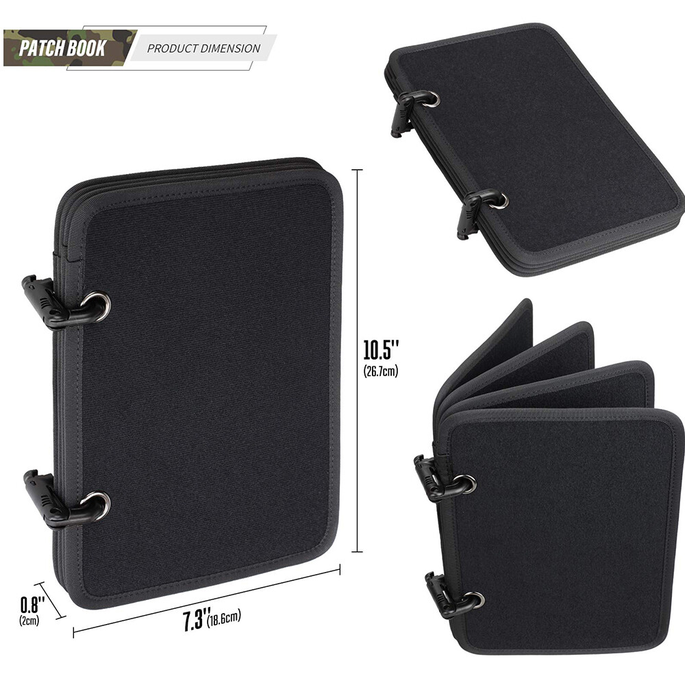 1 Set Tactical Patch Booklet Organizer Black Flip-Page Patch Book Mini Display