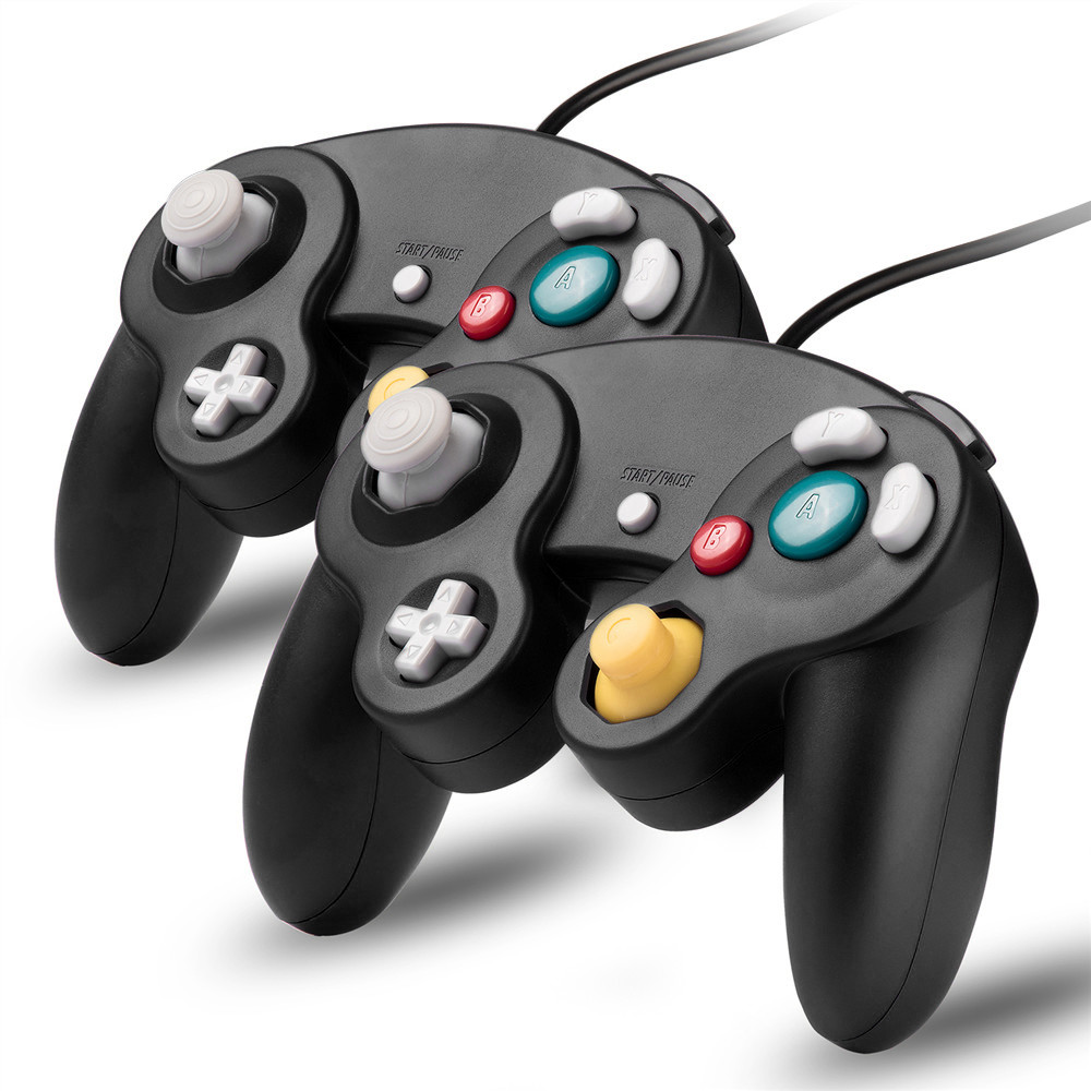2 Pack Black Wired Controller For Nintendo GameCube Console CLASSIC JOYPAD