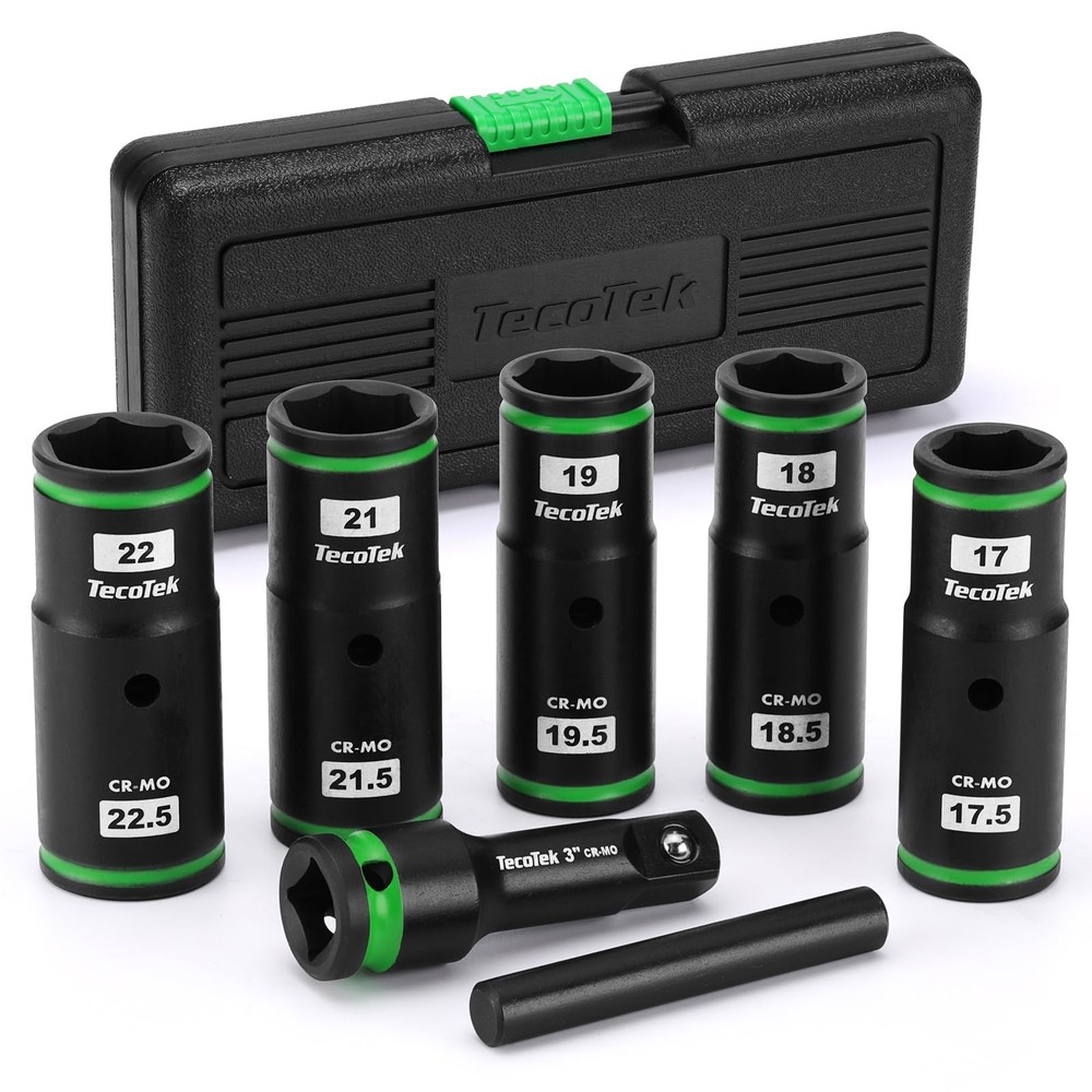 7PCS Lug Nut Socket Set, 1/2” Impact Thin Wall Flip Socket, Half Size Wheel S...