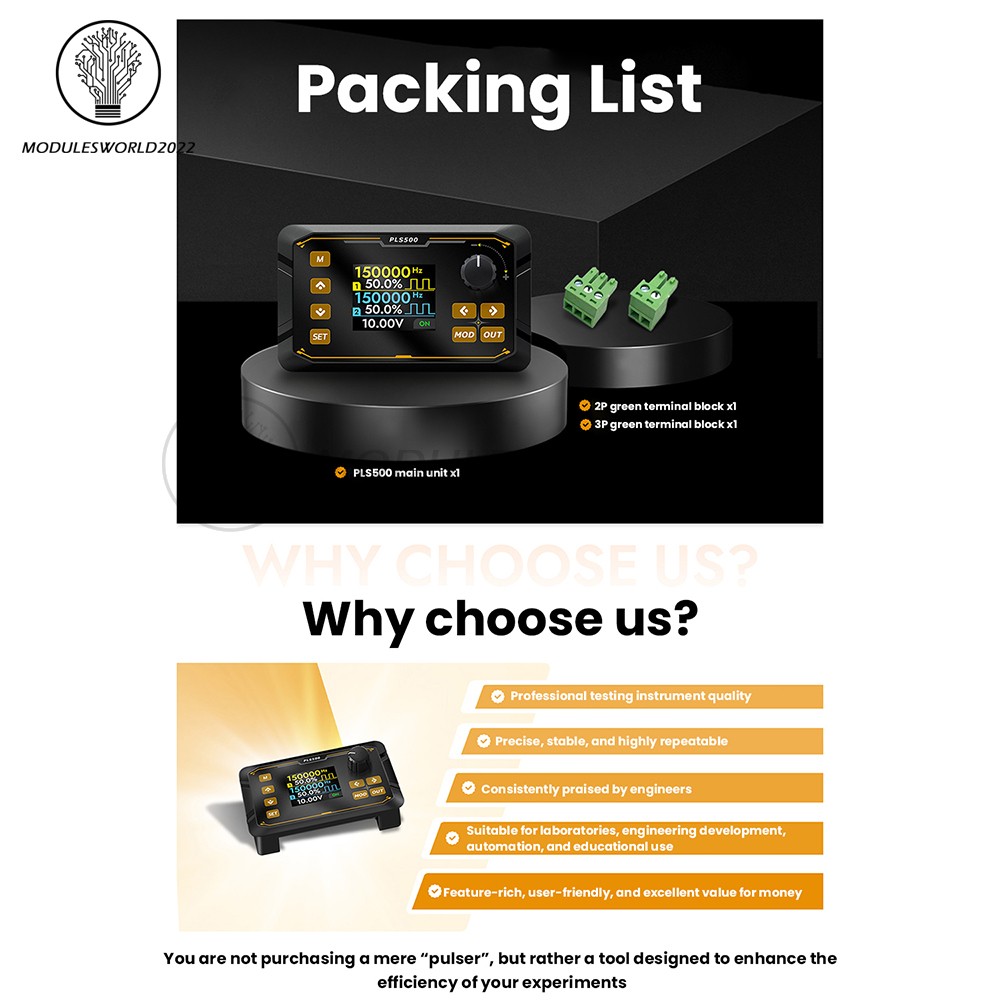 PLS500 Dual-Channel Pulse PWM Signal Generator Adjustable Programmable Dead zone