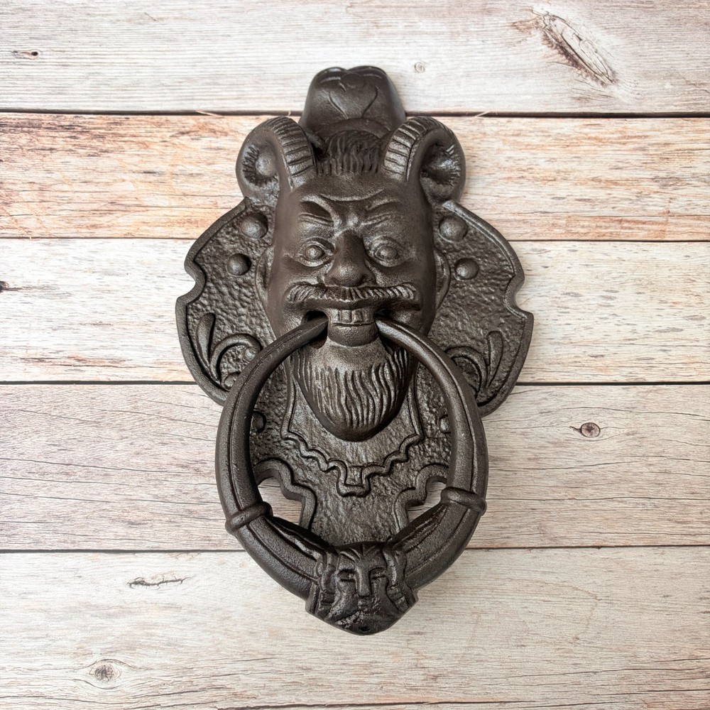 Cast Iron Devil Face Large Door Knocker Handle Pull – Rustic Farmhouse decor