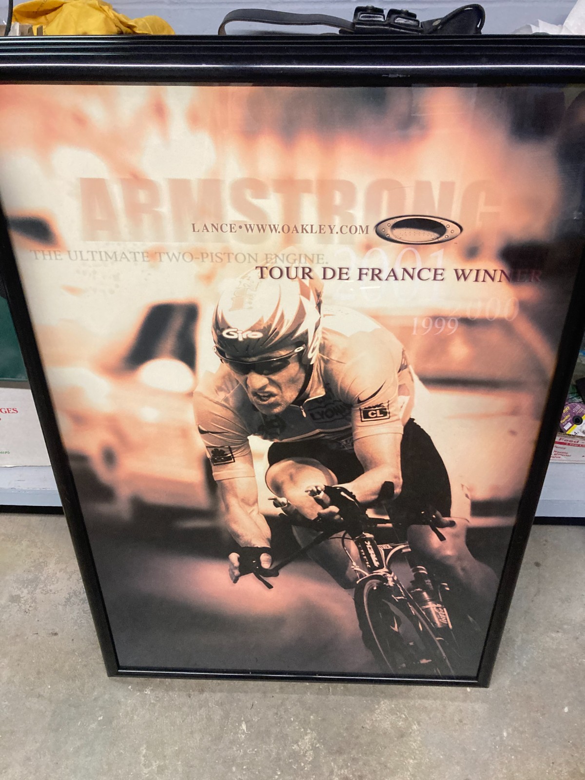 Lance Armstrong 2001 Oakley Tour de France Winner Poster Framed 28" x 41"