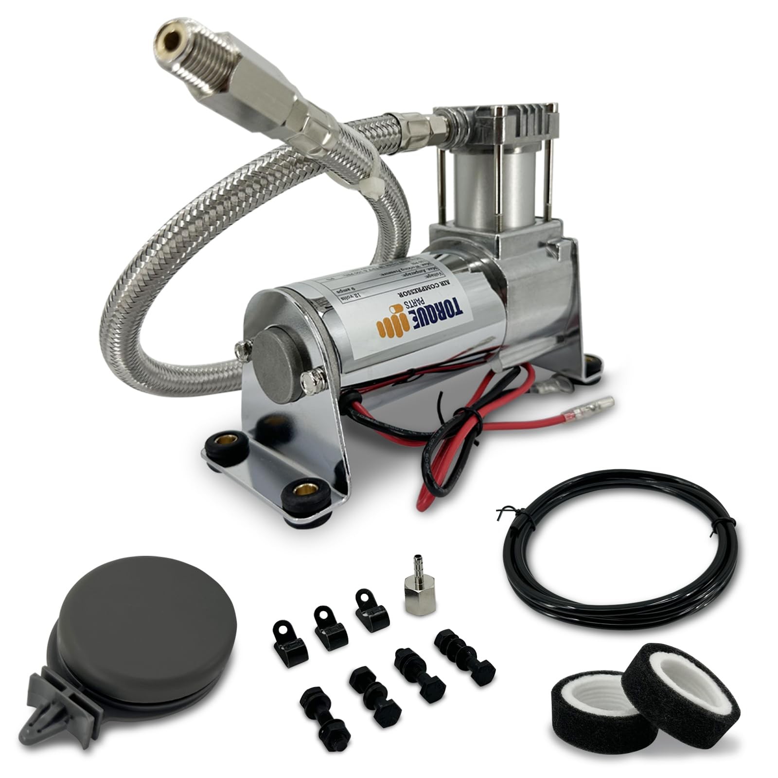 TORQUE 12V Heavy Duty 444c Air Compressor Kit - 120 PSI, Portable Single Port,