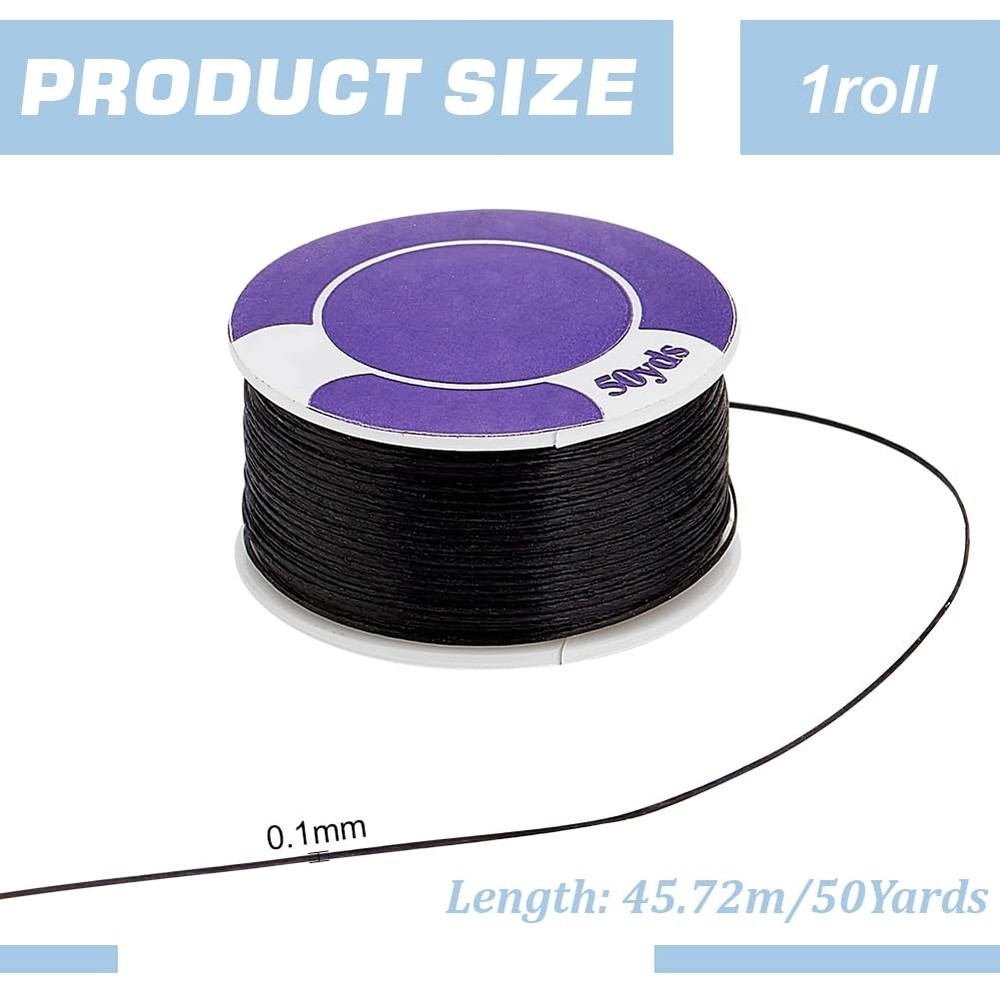 PH PandaHall 0.1mm Bracelet String Beading Thread Black 0.1mm-black,