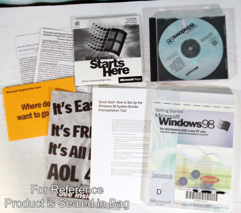 Microsoft Windows 98 Full English Version CD-ROM w/ Floppy Boot Disk X03-66598