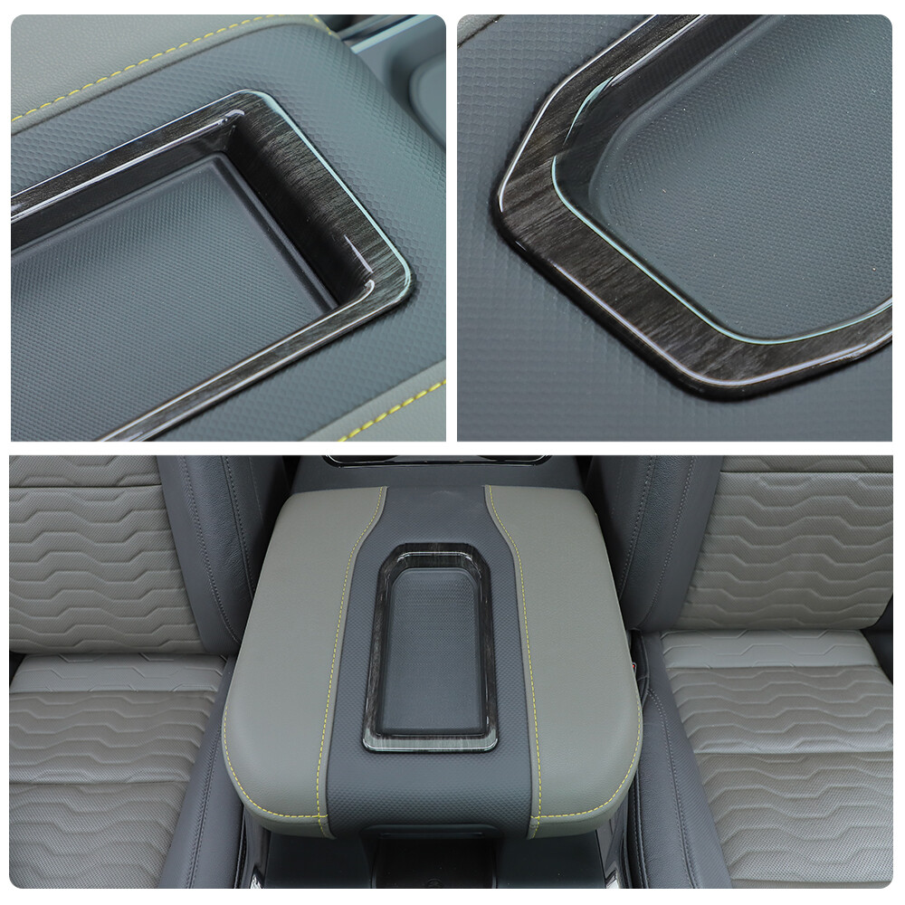 Black Wood Console Armrest Storage Box Tray Cover Trim For Chevy Silverado 2019+
