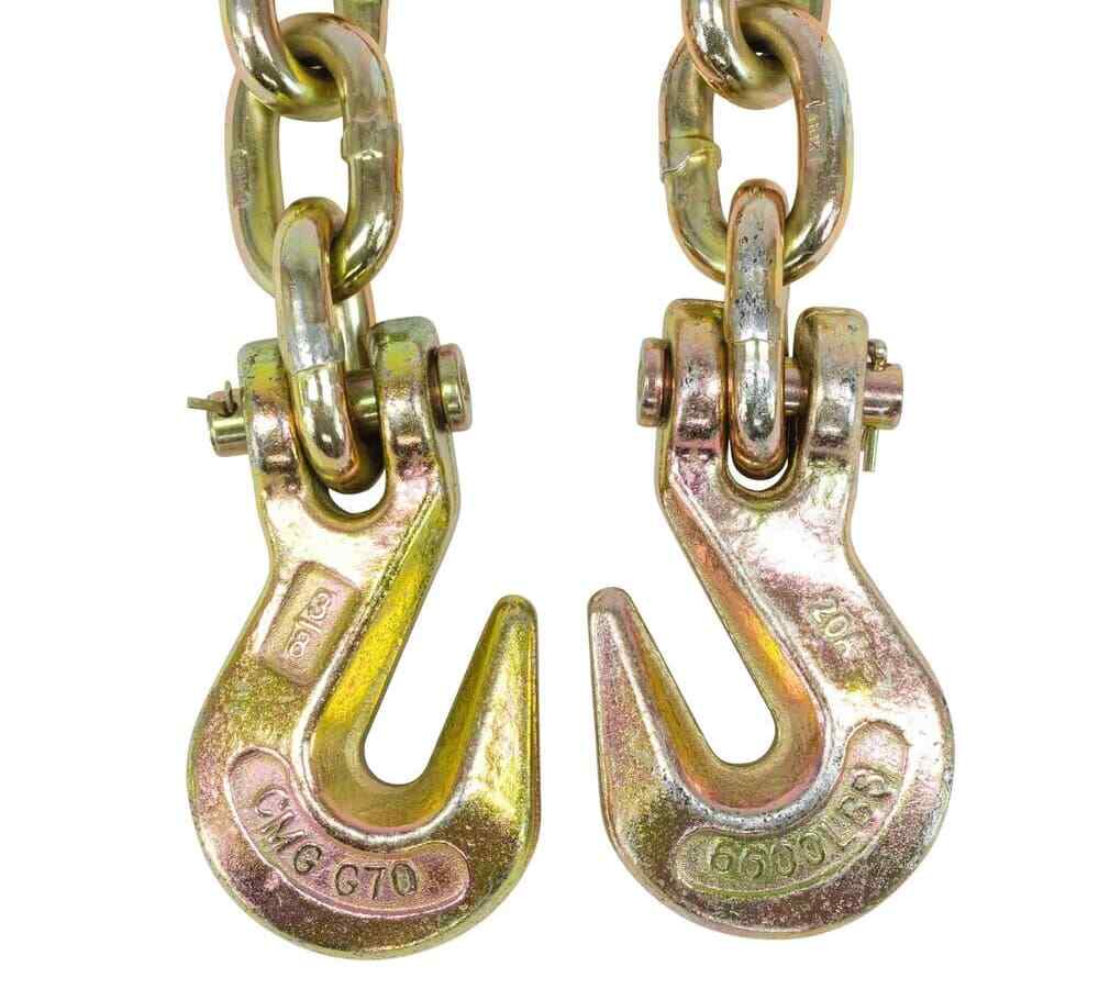 (2 Pack) 3/8"x16' Grade 70 Transport Chain MADE IN USA! With G70 Grab hooks