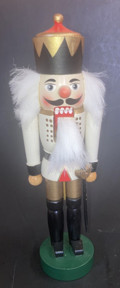Kurt Adler Christmas Nutcracker 10" Original Box White Gold