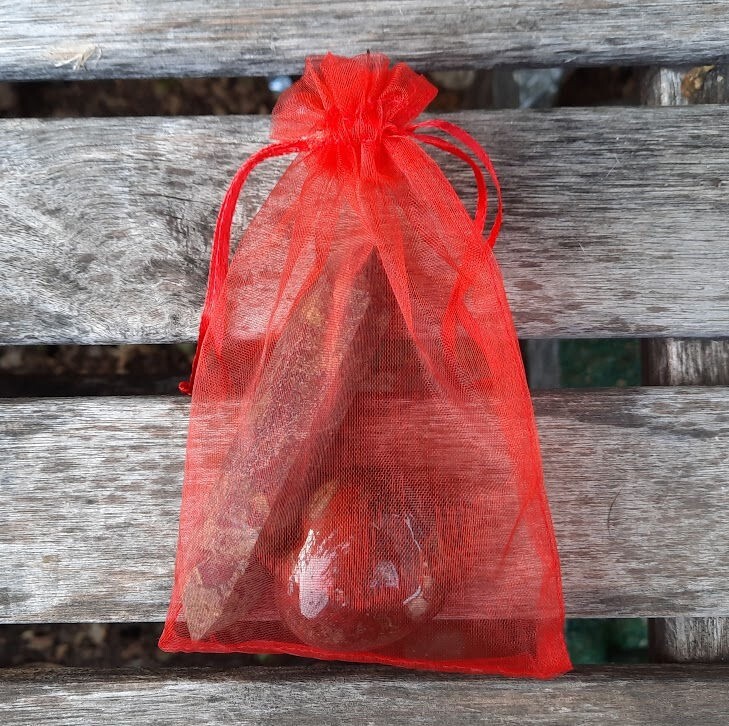Dragonstone Double Terminated Wand & Heart Bundle, Courage, Strength, Creativity