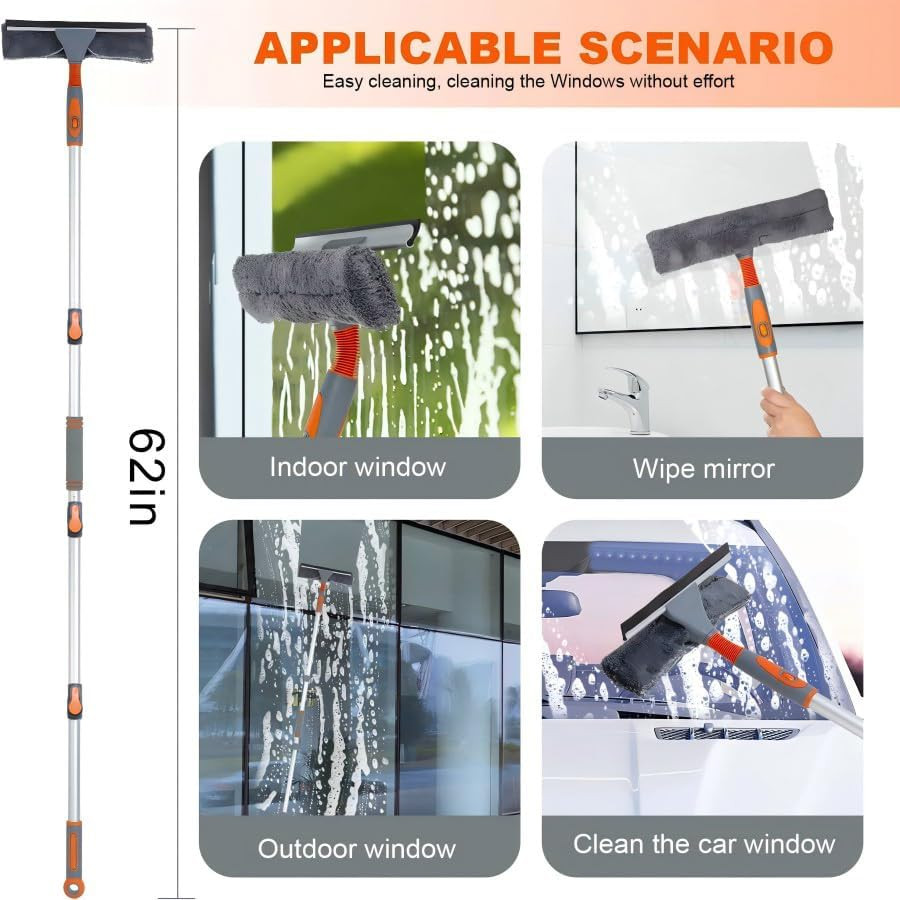 Professional Window Squeegee Cleaner, 2 in 1 Shower Squeegee with Extension Pole