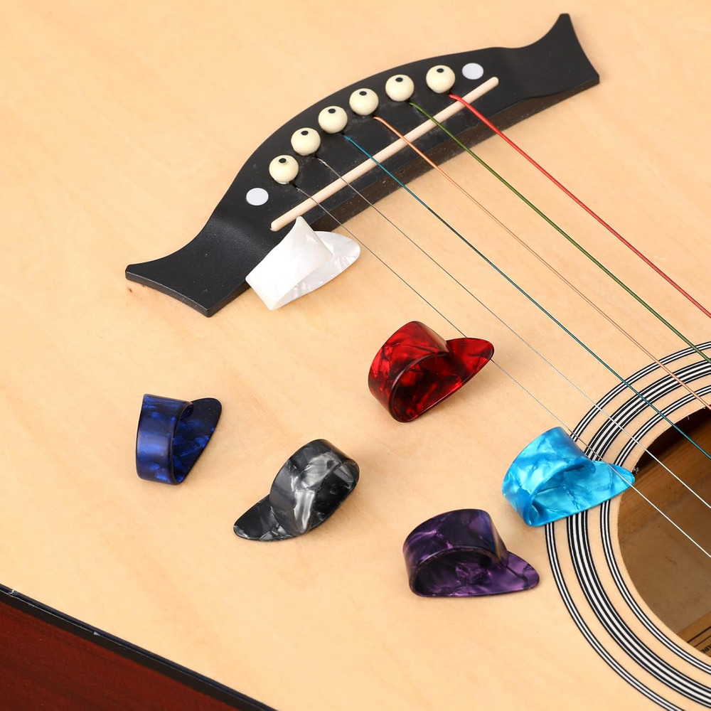 12Pcs Thumb Picks Medium Finger Picks, 6 Colors Flat Thumbpicks Celluloid Guitar