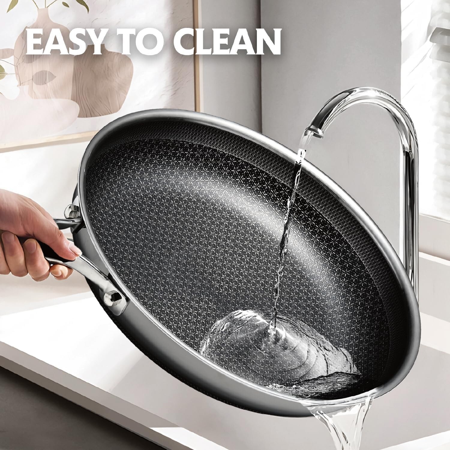 Hybrid Pans Set Nonstick 3 Piece Frying Stainless Steel Skillet Set, 8",10"&12"