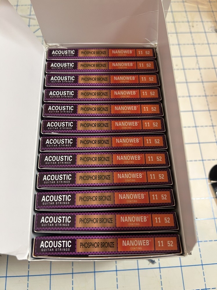 Elixir Nanoweb Phosphor Bronze Custom Light Acoustic Guitar Strings 11-52 12Pack