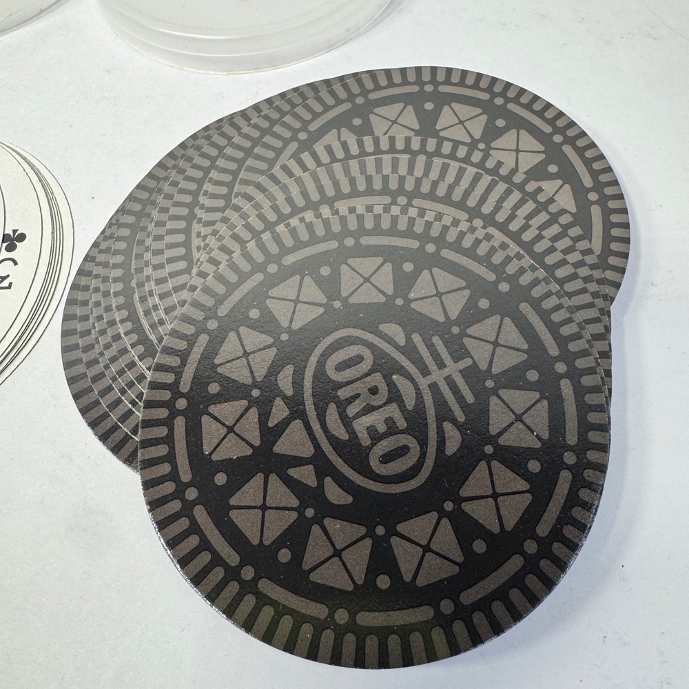 Oreo Playing Cards Round Circle Cookie Deck Novelty Game with Plastic Case EUC