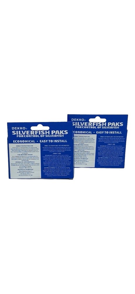 2 Boxes Dekko Silverfish Control Paks Pest Control Bait 48 PACKS