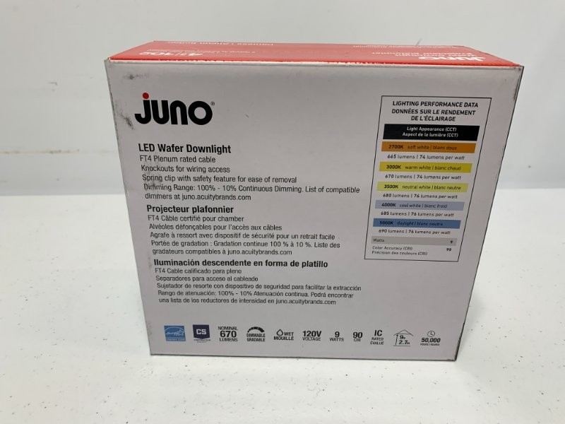 Juno 2678S7 Wafer Downlight 4" LED 2700K-5000K 90CRI