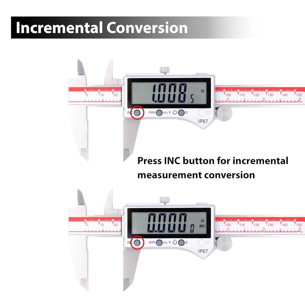 Precision Bluetooth Caliper, Inch/Metric/Fraction Conversion