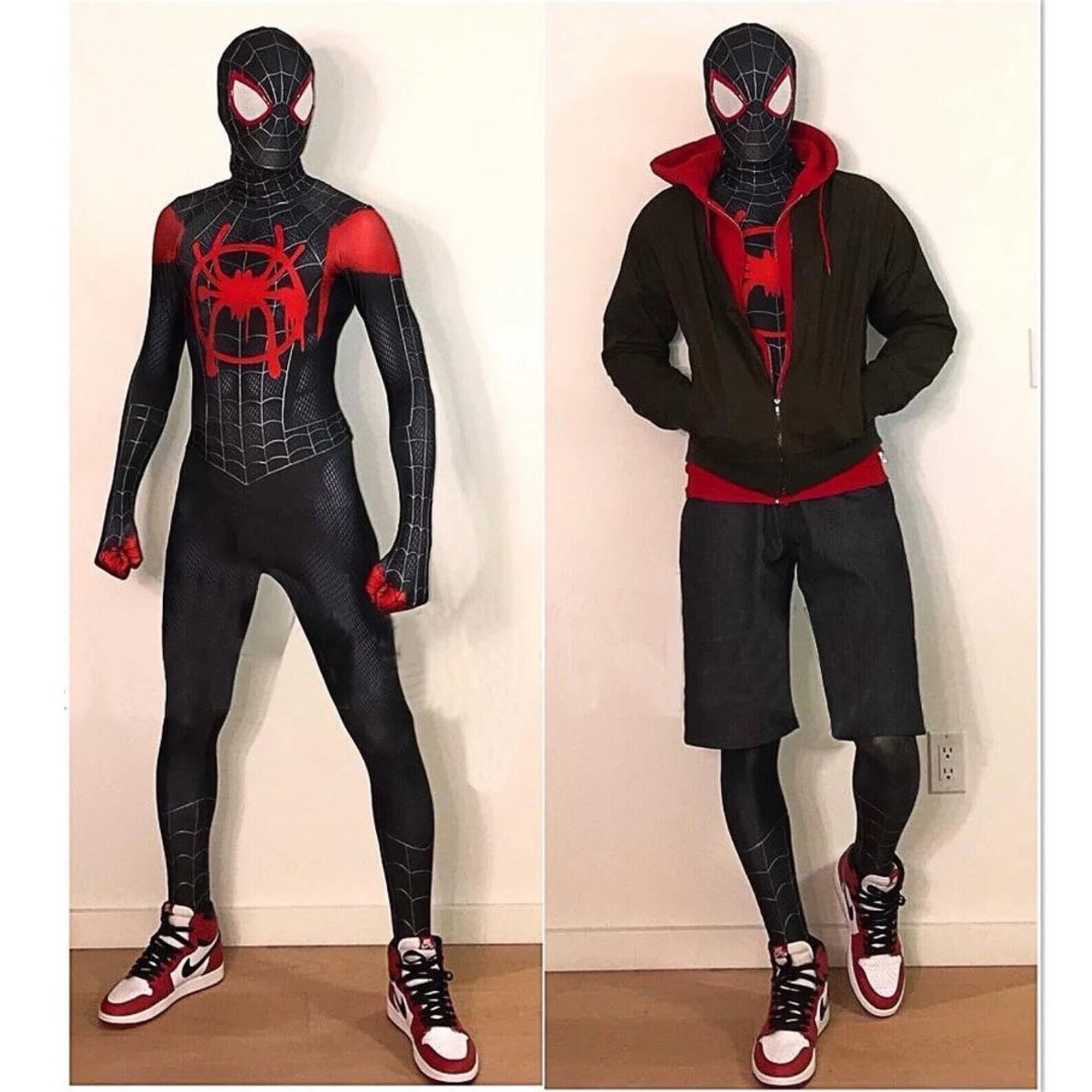 Spiderman Miles Morales Costume Christmas Cosplay Mens Jumpsuit Spandex Bodysuit