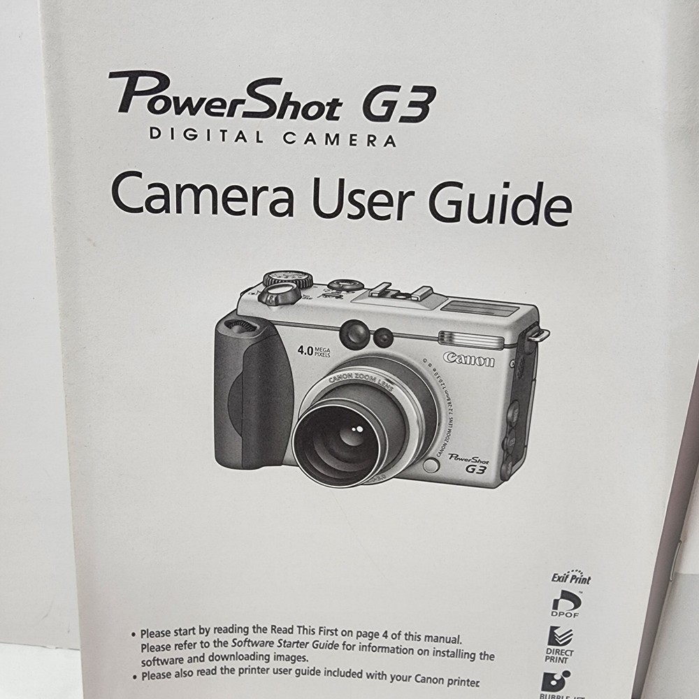 Canon PowerShot G3 Digital Camera User Guides Manuals, Software CD- English
