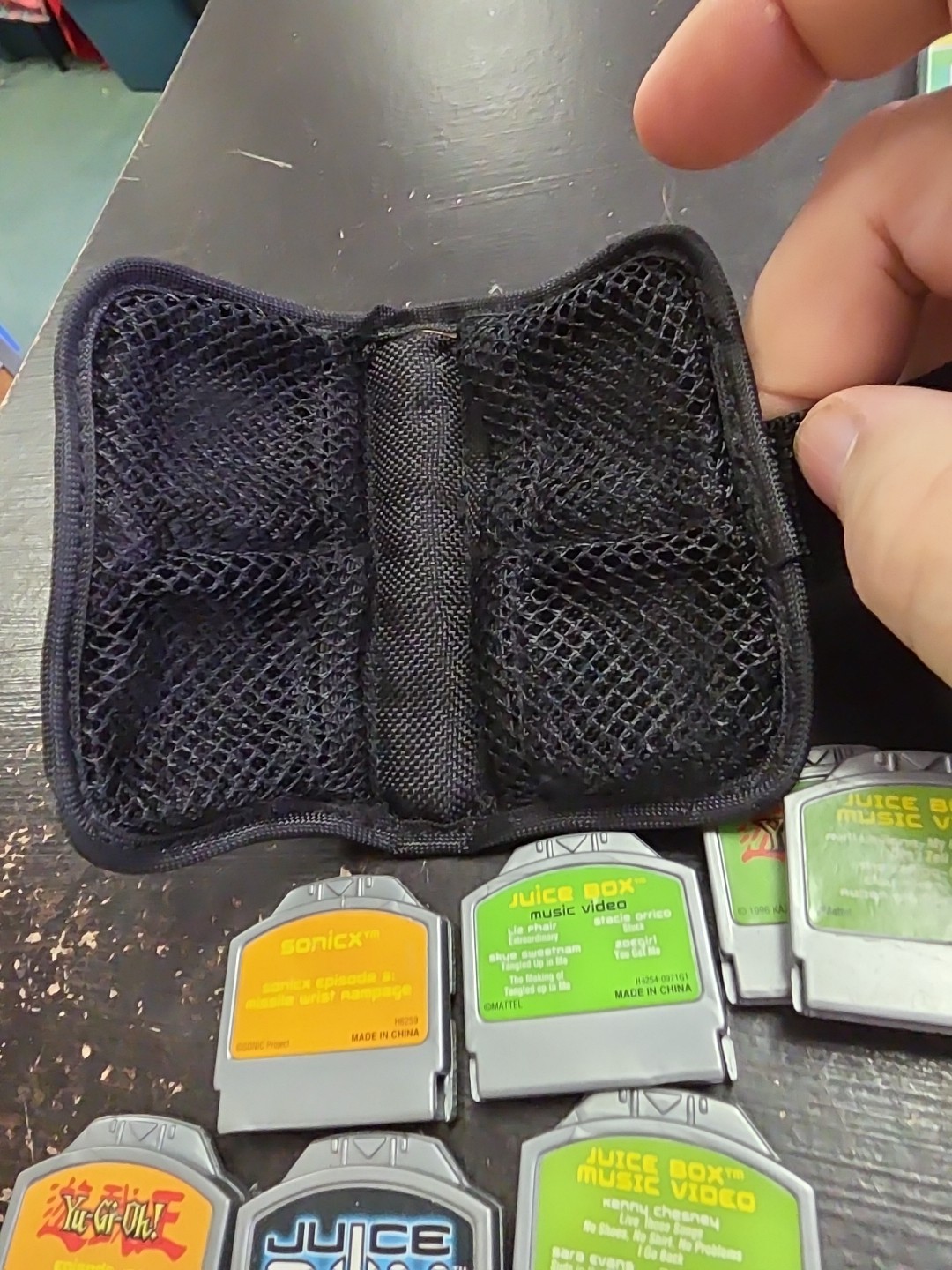 Mattel Juice Box Media Cartridges Lot Of 7 With Case Music Yugioh Sonicx Chesney