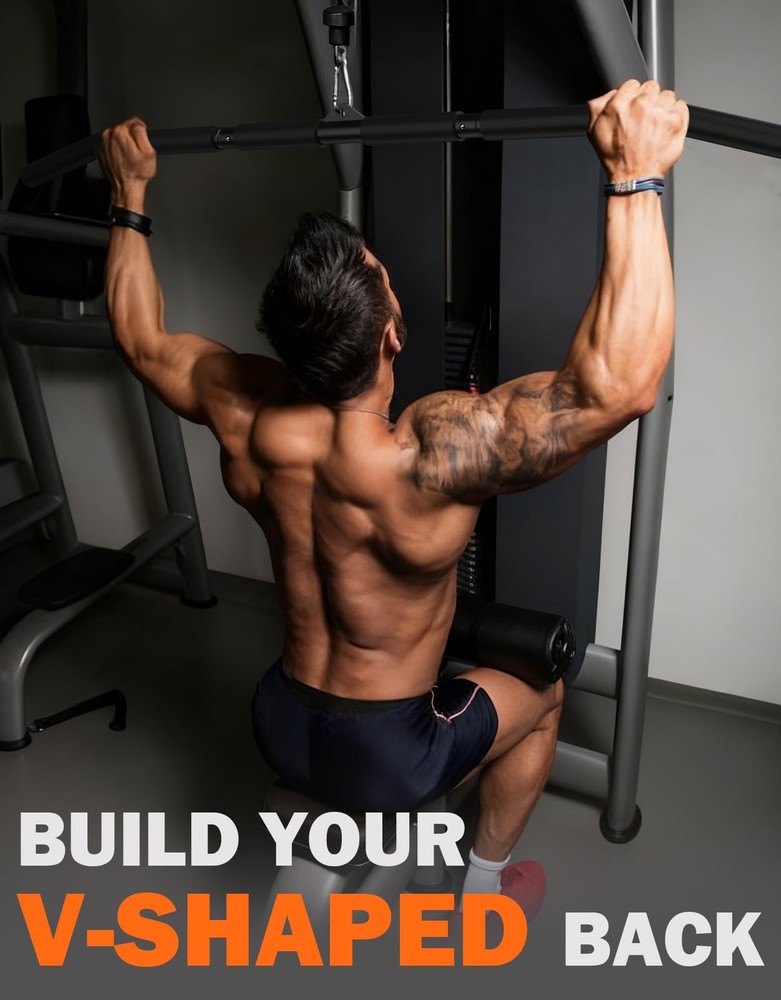 40'' LAT Pulldown Bar Attachment for Pulley Cable Machine, FullLength NonSlip...