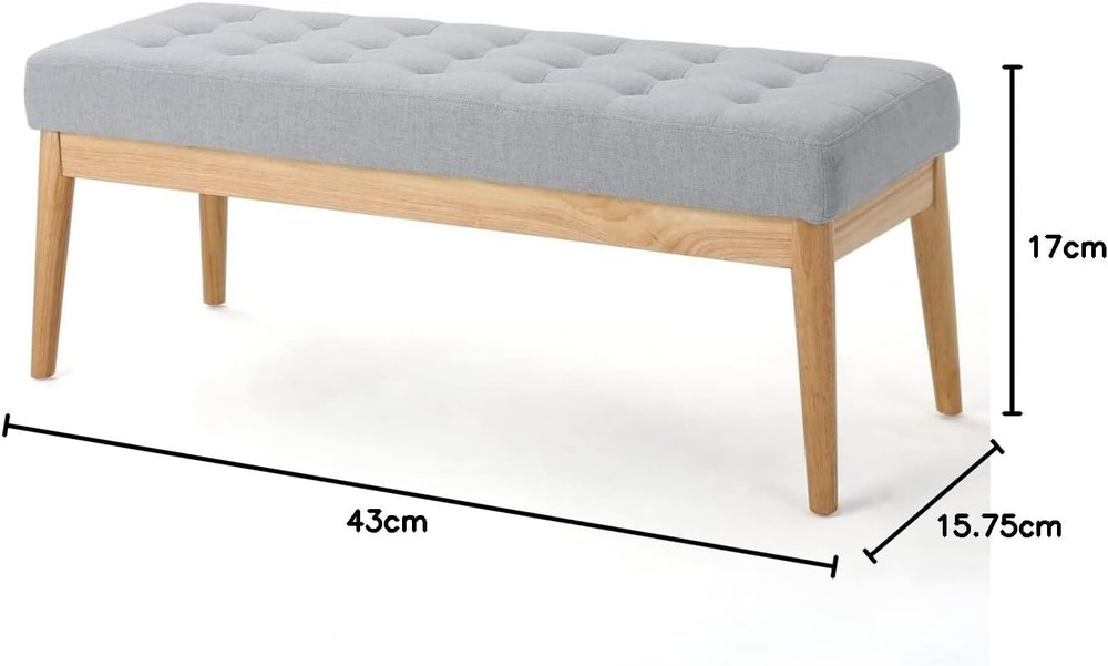 Saxon Light Grey Fabric Bench by Christopher Knight Home - Stylish & Versatile