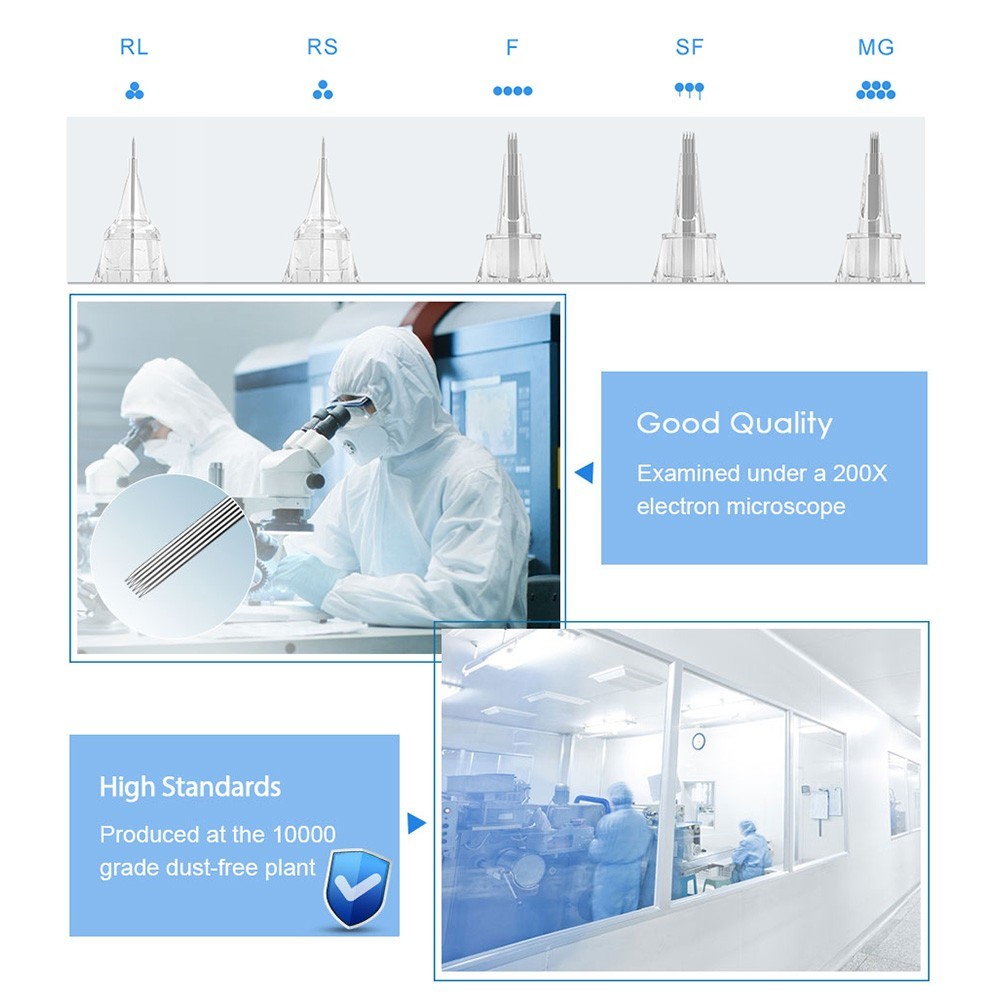 Biomaser 50Pcs Tattoo Cartridges Needles Disposable Round Liner PMU Needle