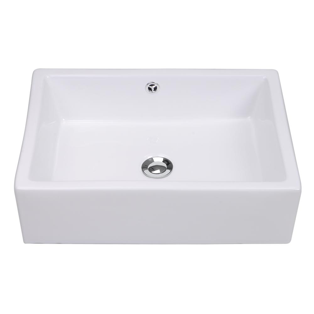 20" Rectangle Bathroom Porcelain Ceramic Sink Vanity Basin Overflow