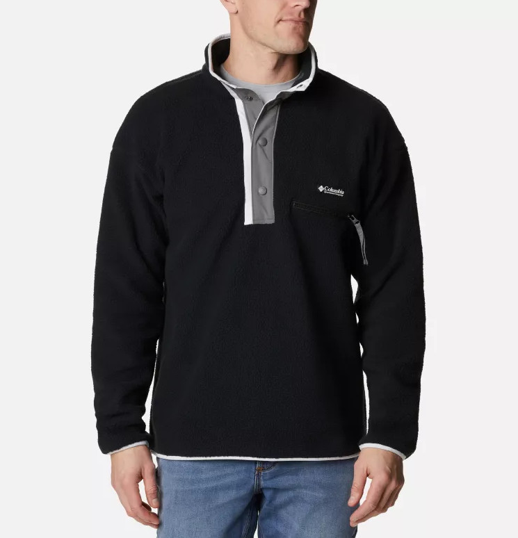 NWT MEN'S COLUMBIA 1889851 012 HELVETIA HALF SNAP FLEECE BLACK/WHITE JACKET $85