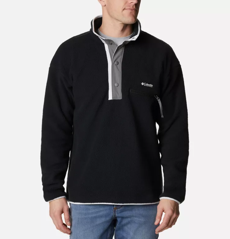 NWT MEN'S COLUMBIA 1889851 012 HELVETIA HALF SNAP FLEECE BLACK/WHITE JACKET $85