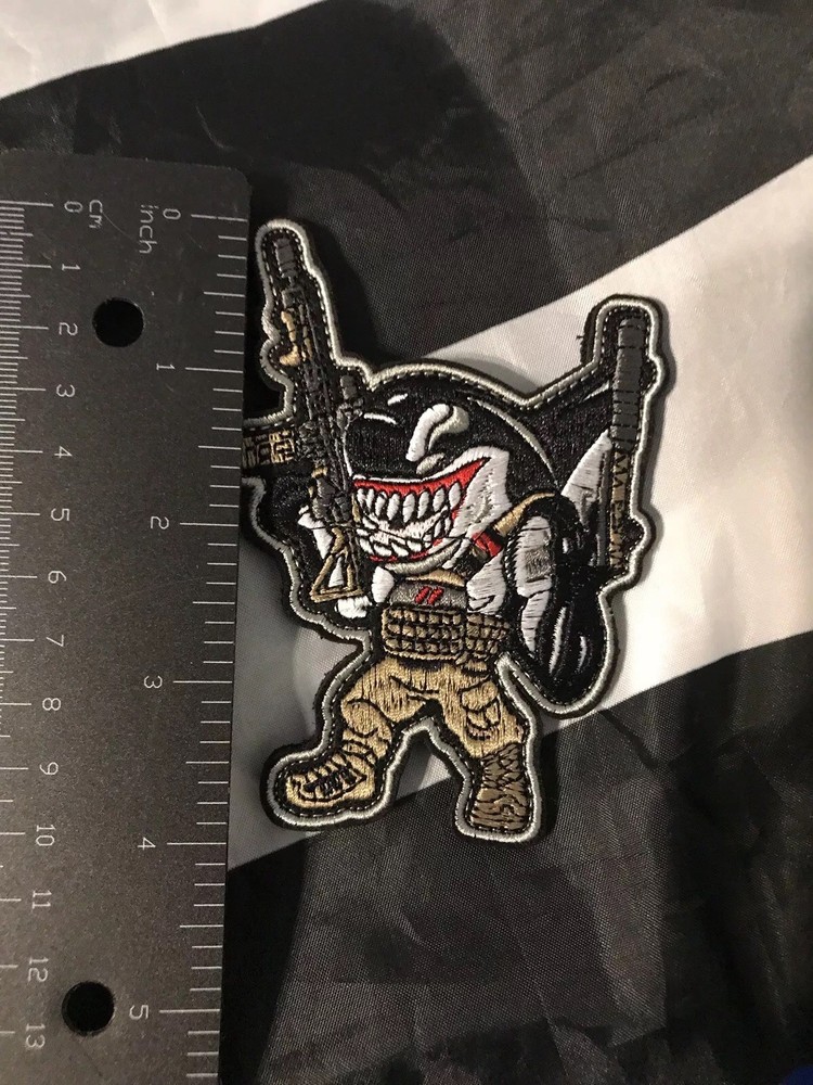 Tactical KILLER SHARK Military ARMY SWAT Embroider Hook/Loop Patch