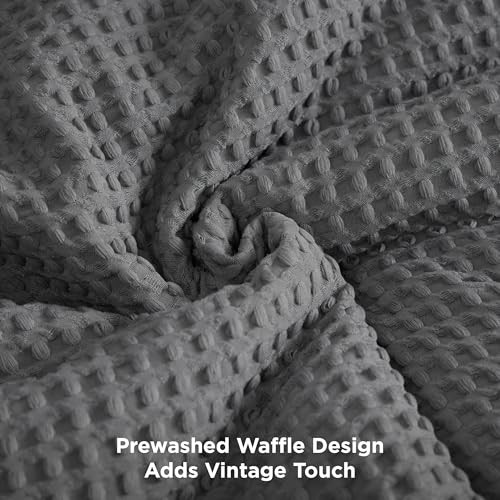 Waffle Comforter Set, Soft and Breathable Bedding King 03 - Dark Gray