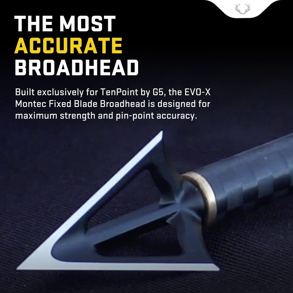 TenPoint EVO-X Montec Fixed Blade Broadhead 3-Pack - 100-Grain, 3-Blade