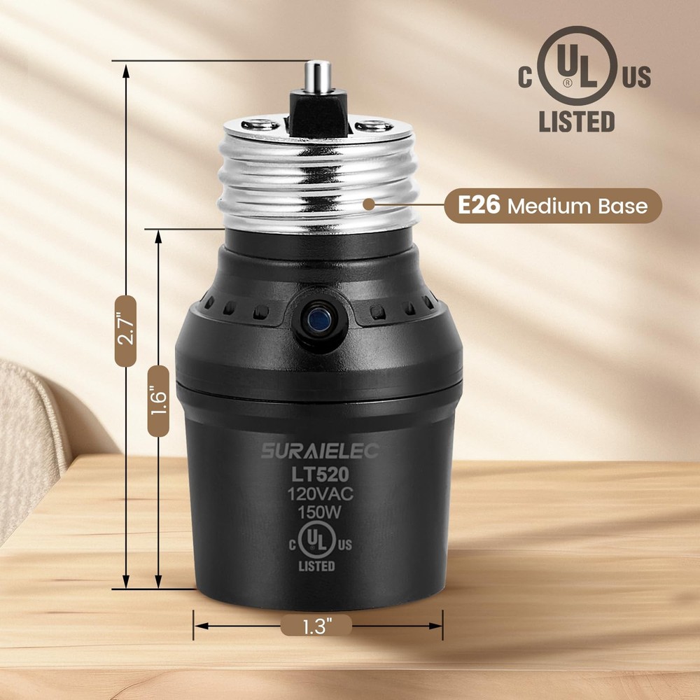 Suraielec Light Sensor Socket, Automatic Dusk to Dawn with 360° Rotation, E26