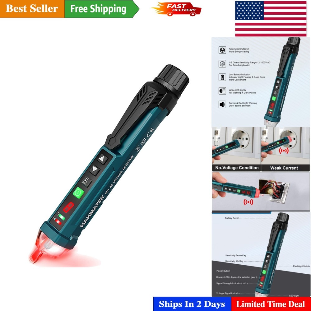 Multi-Functional Non-Contact Voltage Testing Tool for Electricians & Homeowners