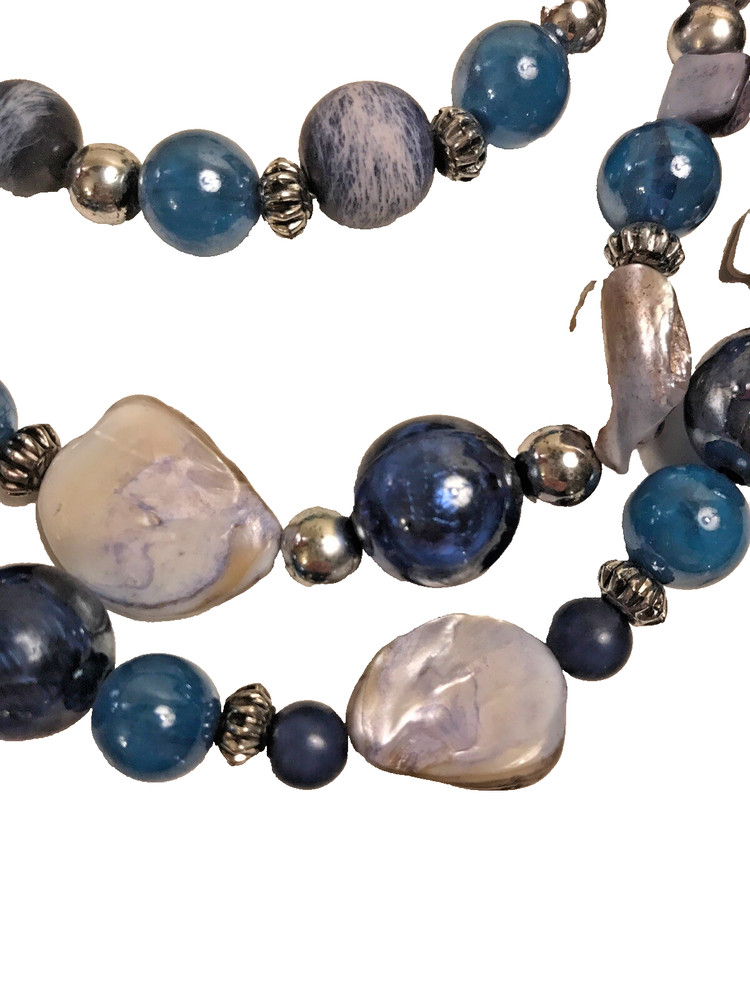 bluebead necklace and earring set