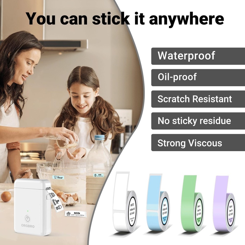ORGBRO Label Maker Machine with Tape, X1 Portable Bluetooth Mini Label Printe...