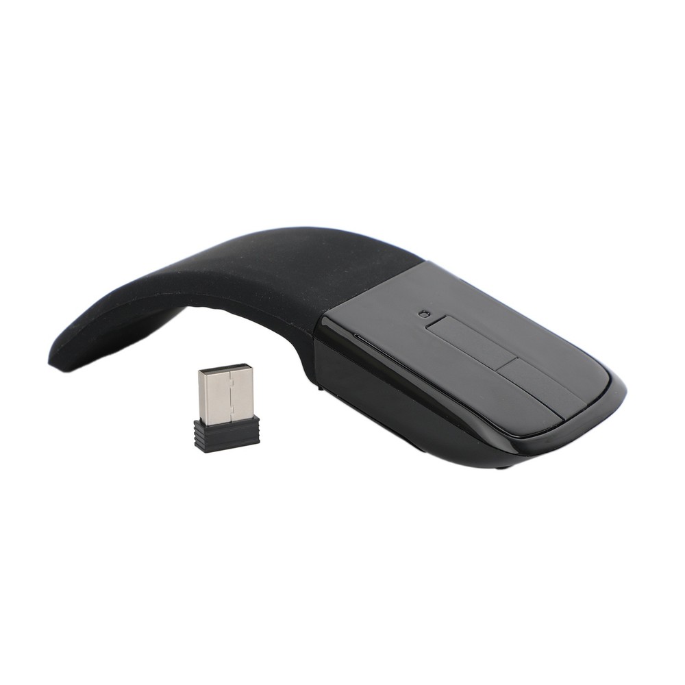 Foldable Arc Touch Wireless Mouse 2.4GHz Optical Touch Receiver PC Laptop Black✅