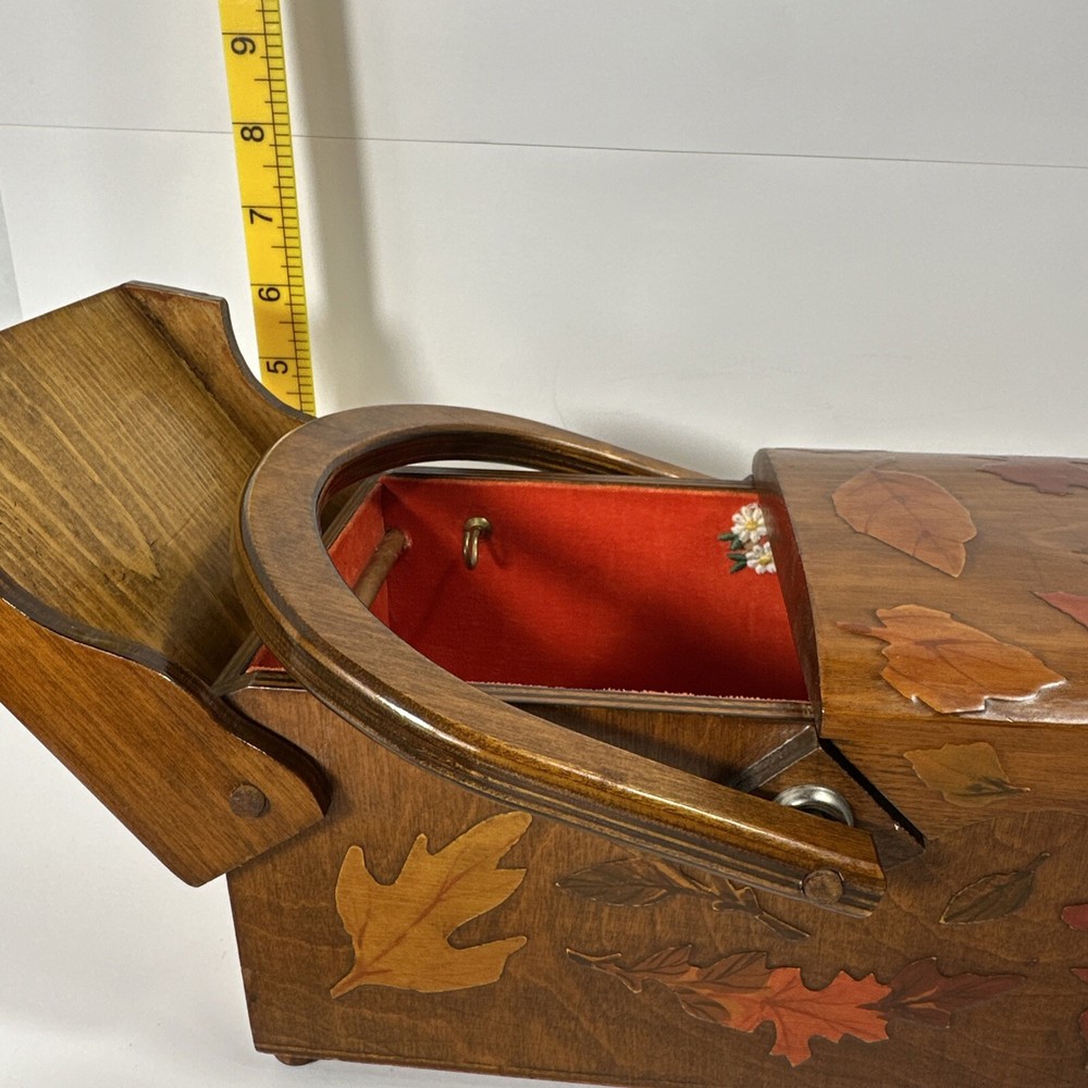 Box, Wood, Maple Leaf Laid, Storage, Sewing, Coffee Table Storage
