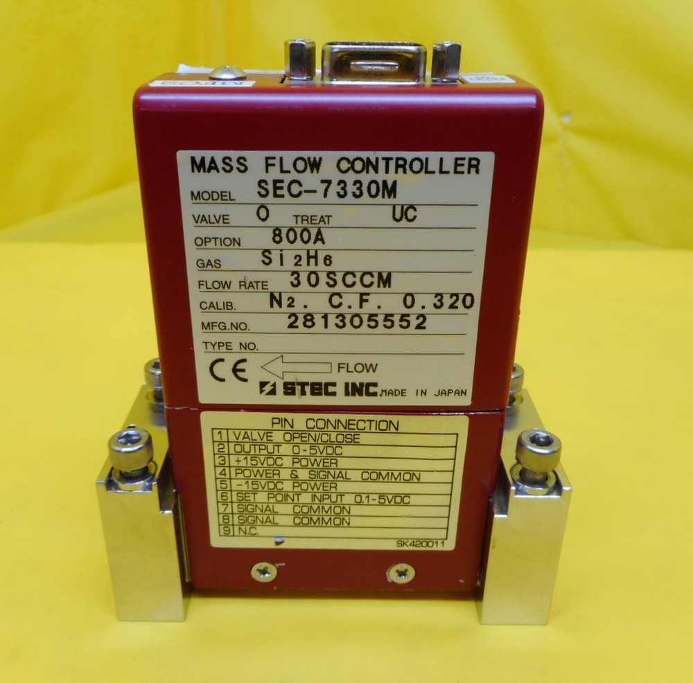 STEC SEC-7330M Mass Flow Controller MFC SEC-7330 30 SCCM Si2H6 Used Working
