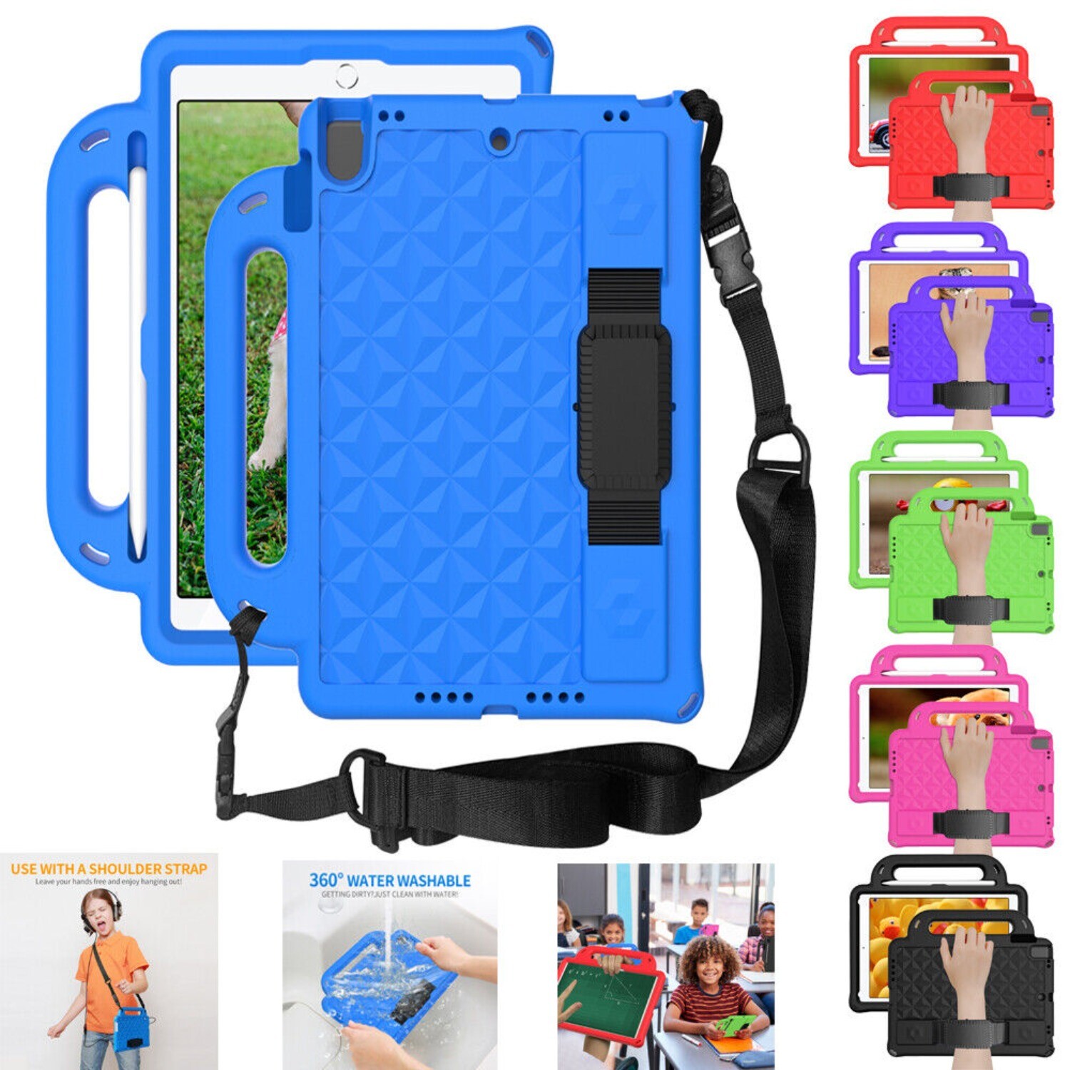 For iPad 9th 8th 7th 6th 5th Generation Case Kids Safe EVA Shockproof Case Cover