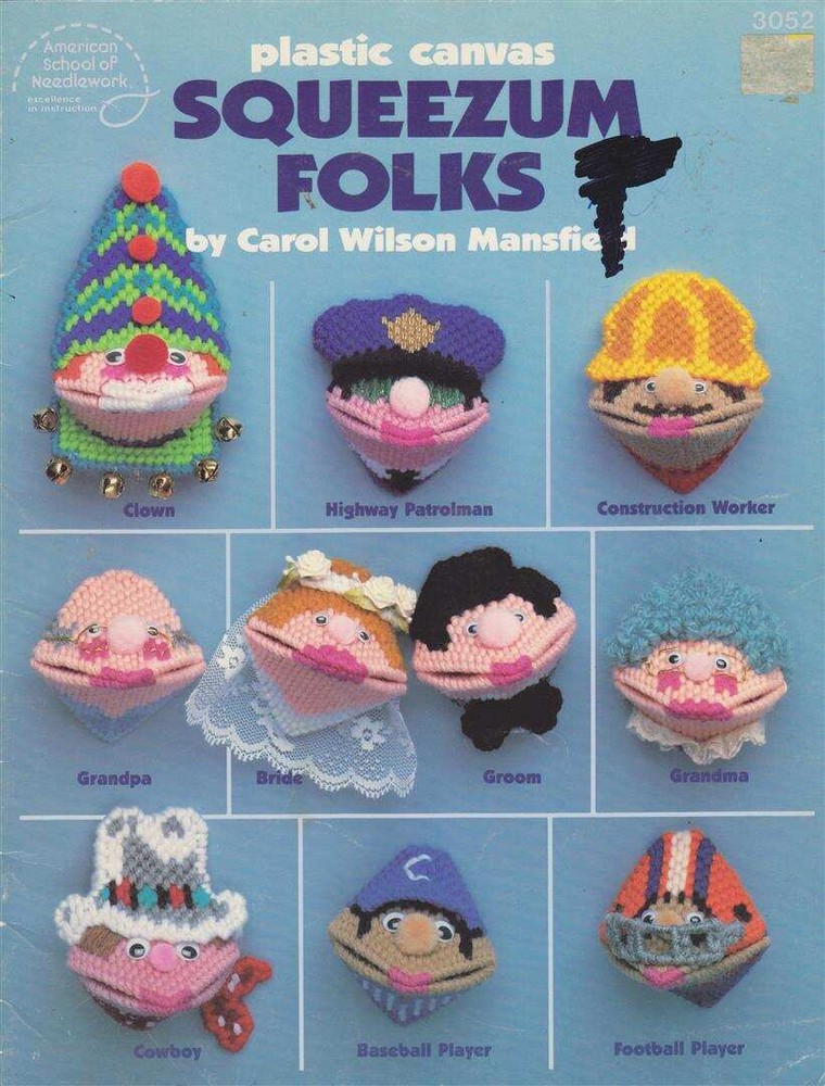 OOP!!! PLASTIC CANVAS SQUEEZUM FOLKS 24 PROJECTS TOO CUTE!!!