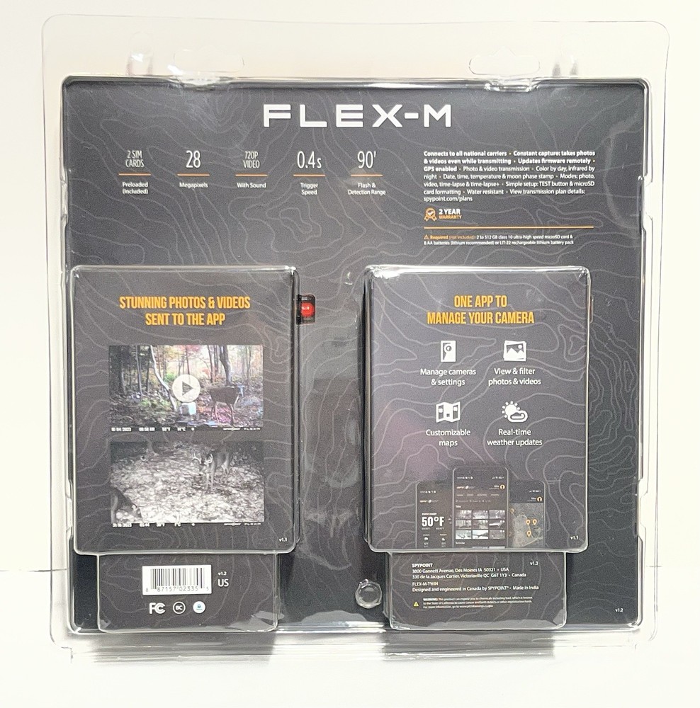 SpyPoint FLEX-M Cellular Trail Camera Twin Pack Cross-Carrier Coverage New