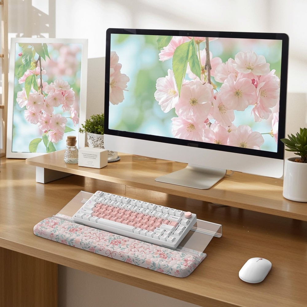 2 in 1 Wrist Support Pad for Keyboard, 3-Level Height Adjustment Keyboard Ris...